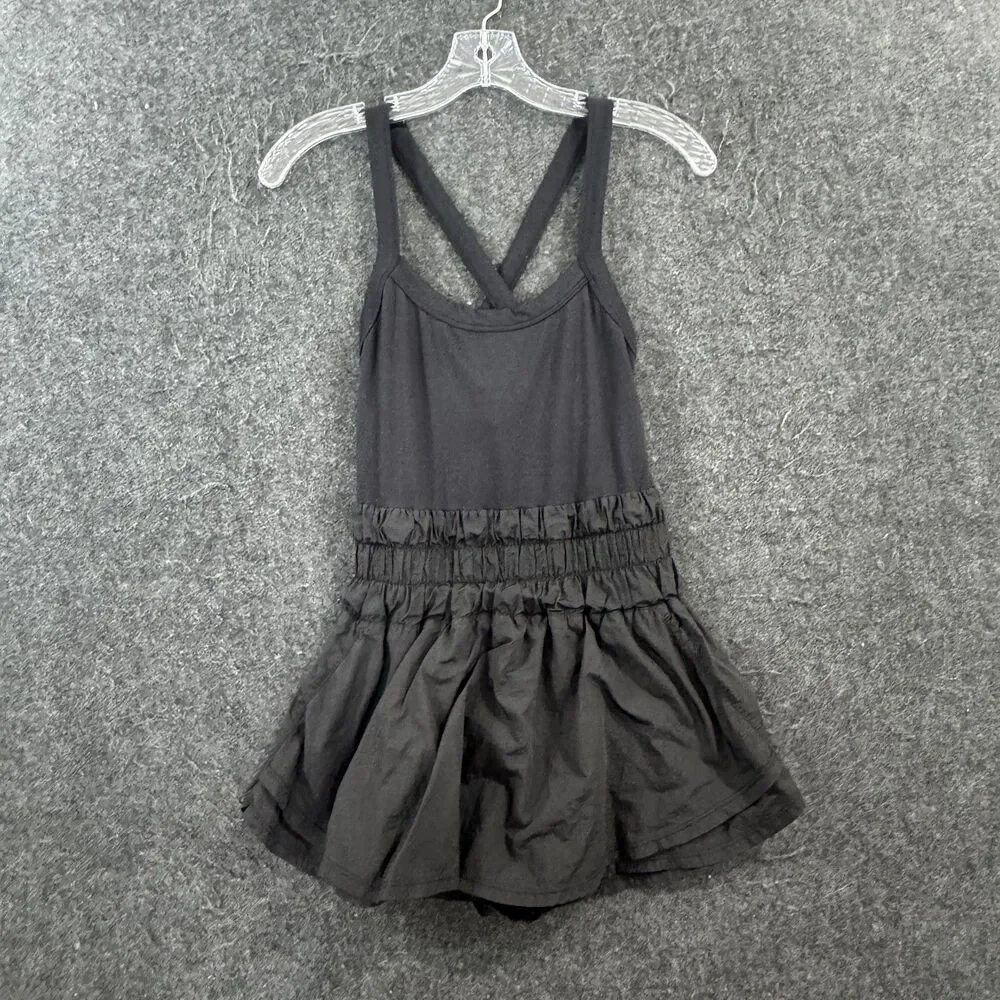 Free People Romper Skort Women's XS Black Sleeveless Scoop Neck Elastic Waist